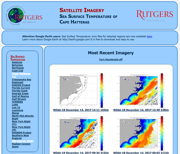 Rutgers Sea Surface Temp Charts